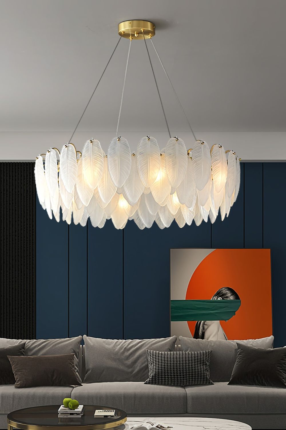 Glass Feather Chandelier - morylighting