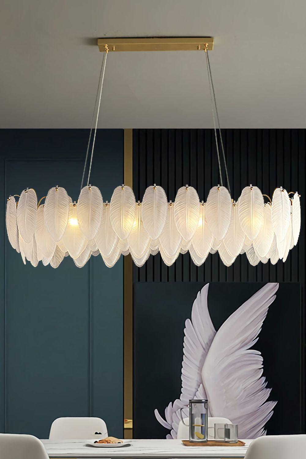 Glass Feather Chandelier - morylighting