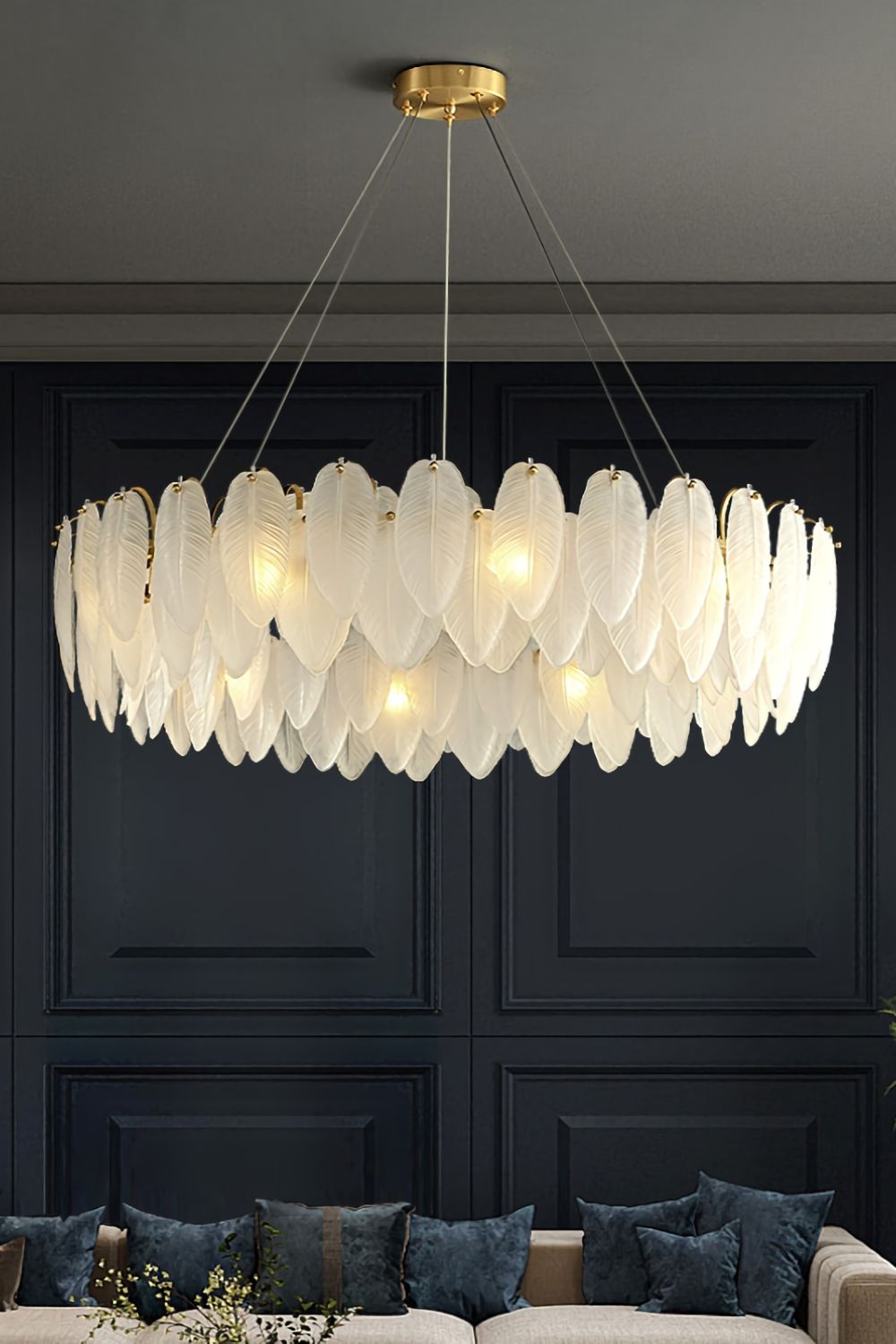 Glass Feather Chandelier - morylighting