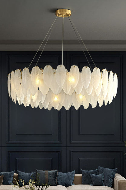 Glass Feather Chandelier - morylighting