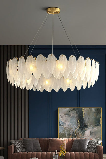 Glass Feather Chandelier - morylighting