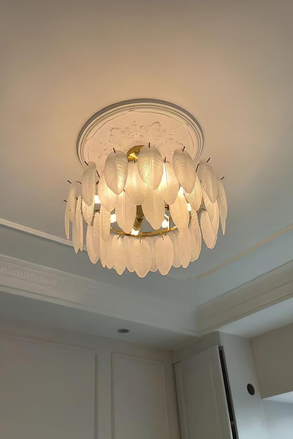 Glass Feather Chandelier - morylighting