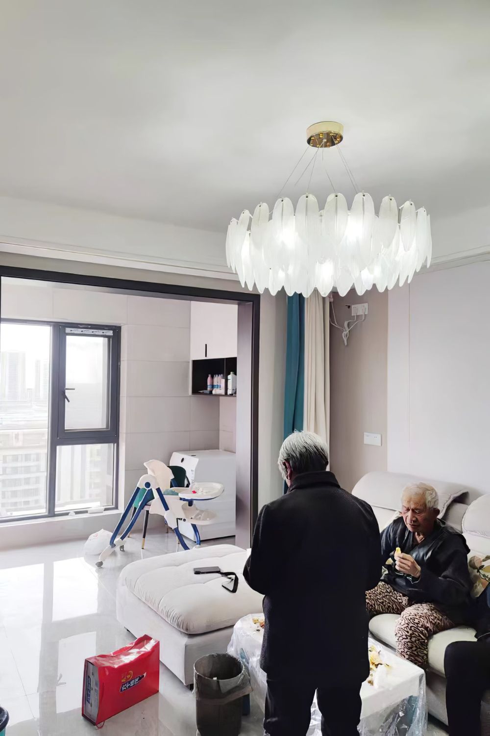 Glass Feather Chandelier - morylighting