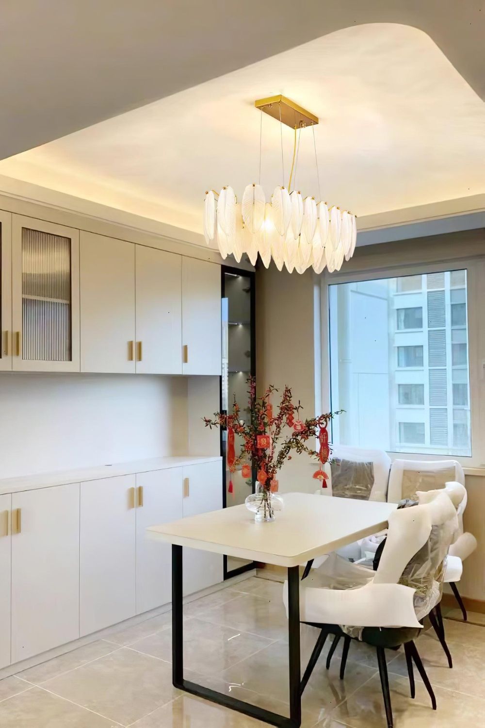 Glass Feather Chandelier - morylighting