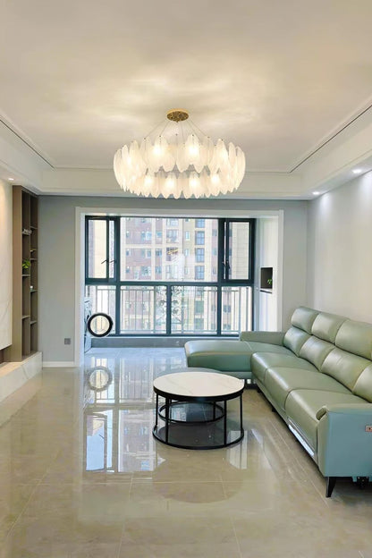 Glass Feather Chandelier - morylighting