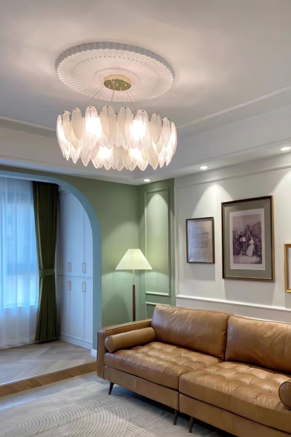 Glass Feather Chandelier - morylighting