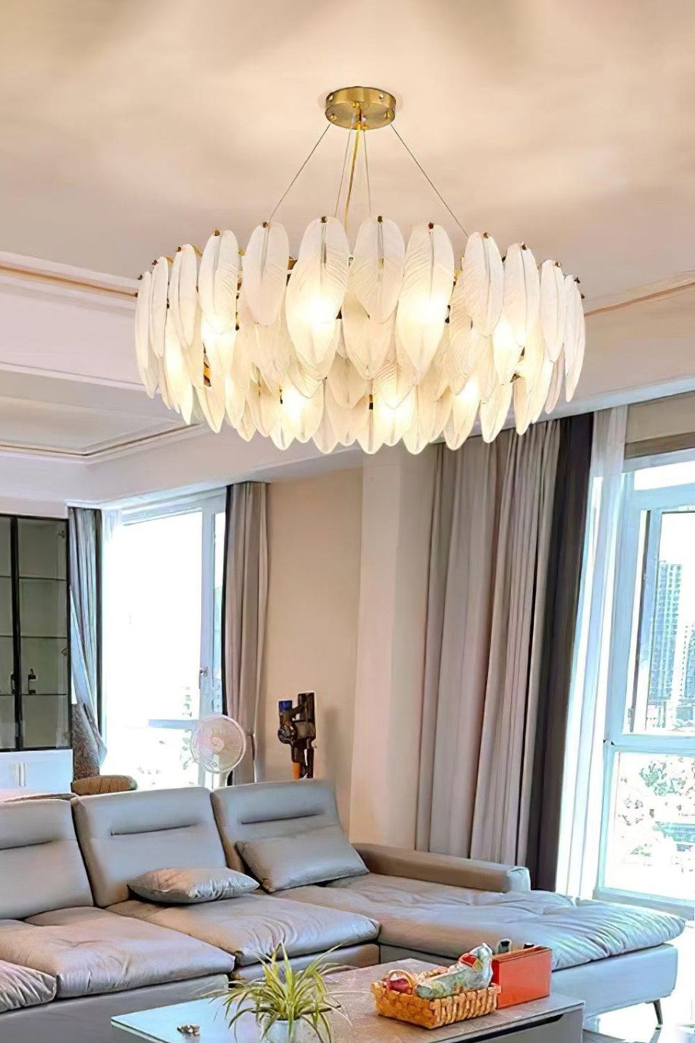 Glass Feather Chandelier - morylighting