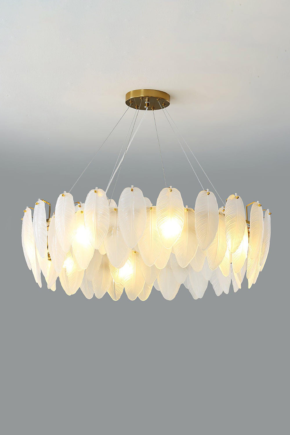 Glass Feather Chandelier - morylighting
