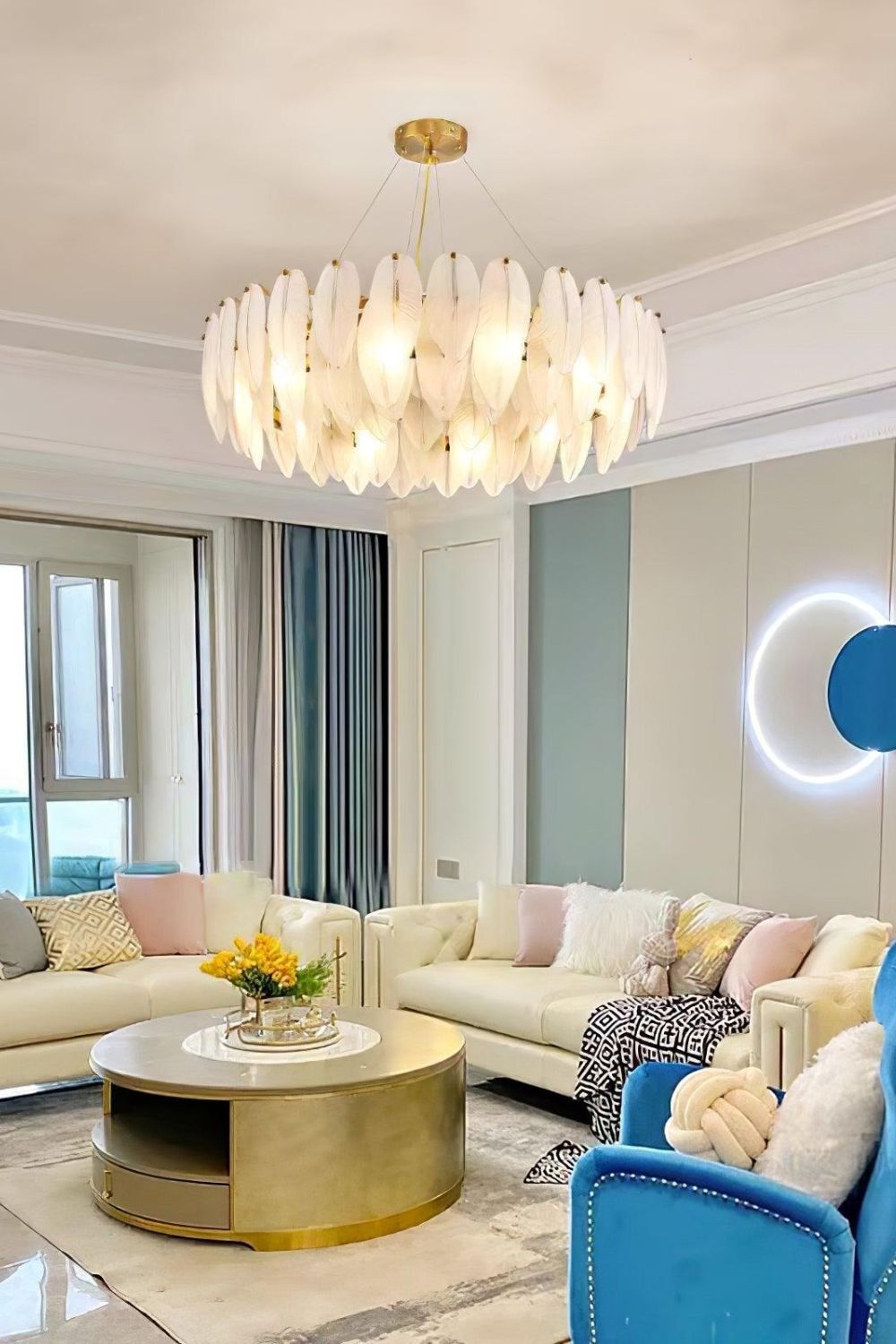 Glass Feather Chandelier - morylighting