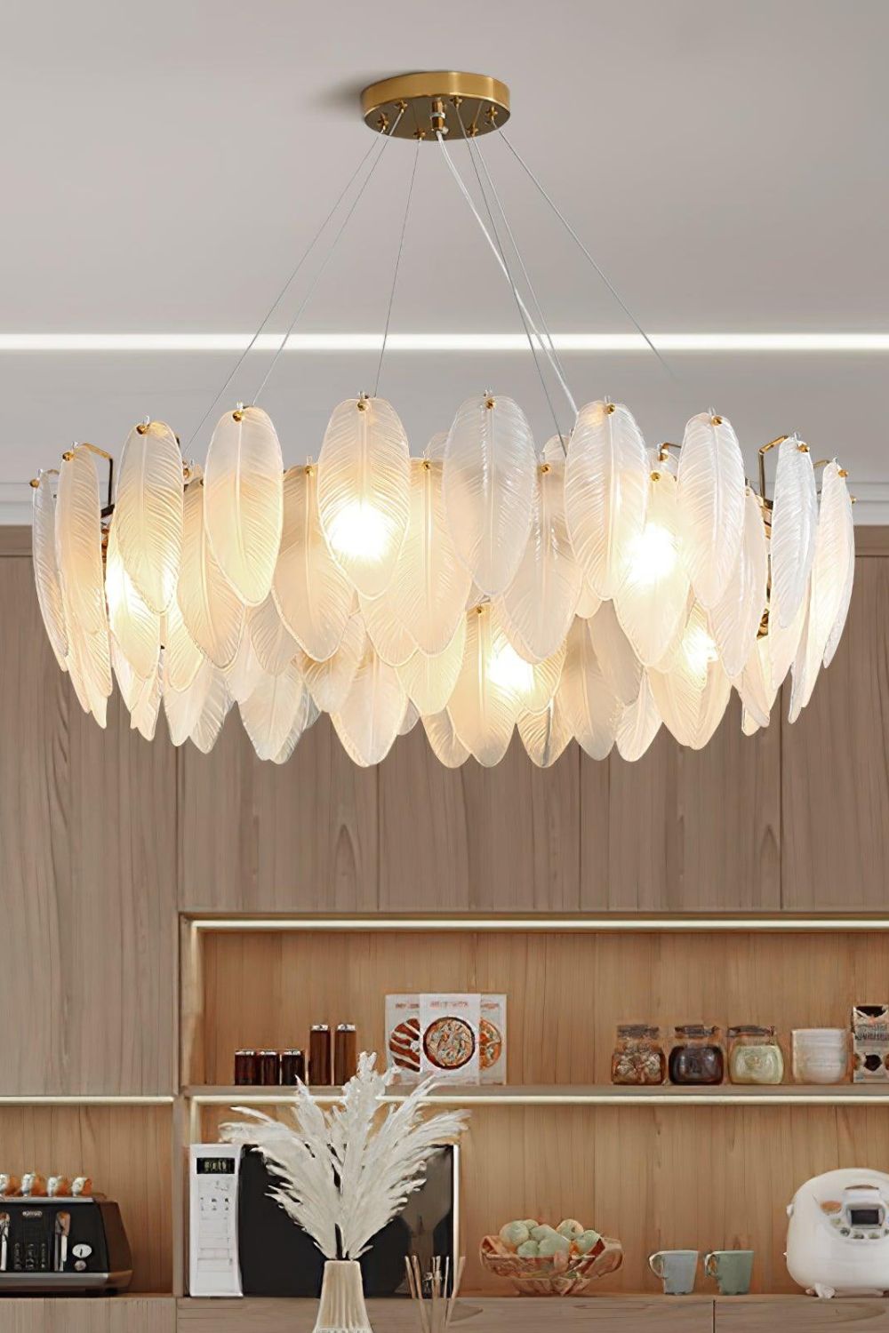 Glass Feather Chandelier - morylighting