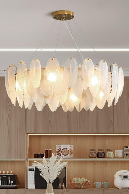 Glass Feather Chandelier - morylighting