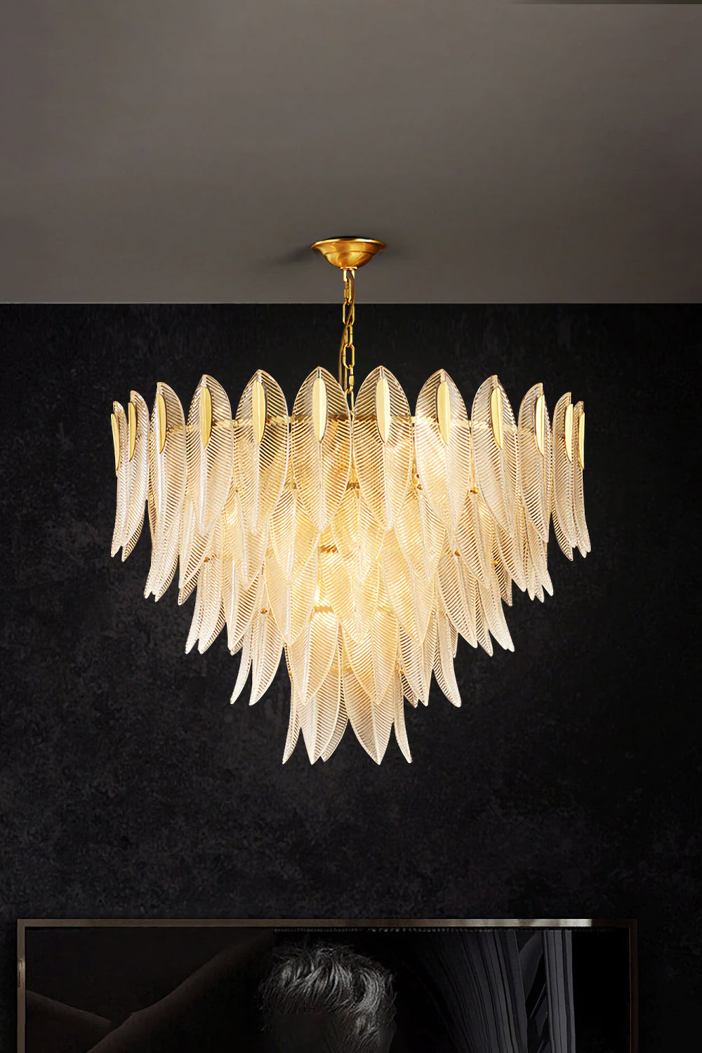 Glass Feathers Chandelier - morylighting