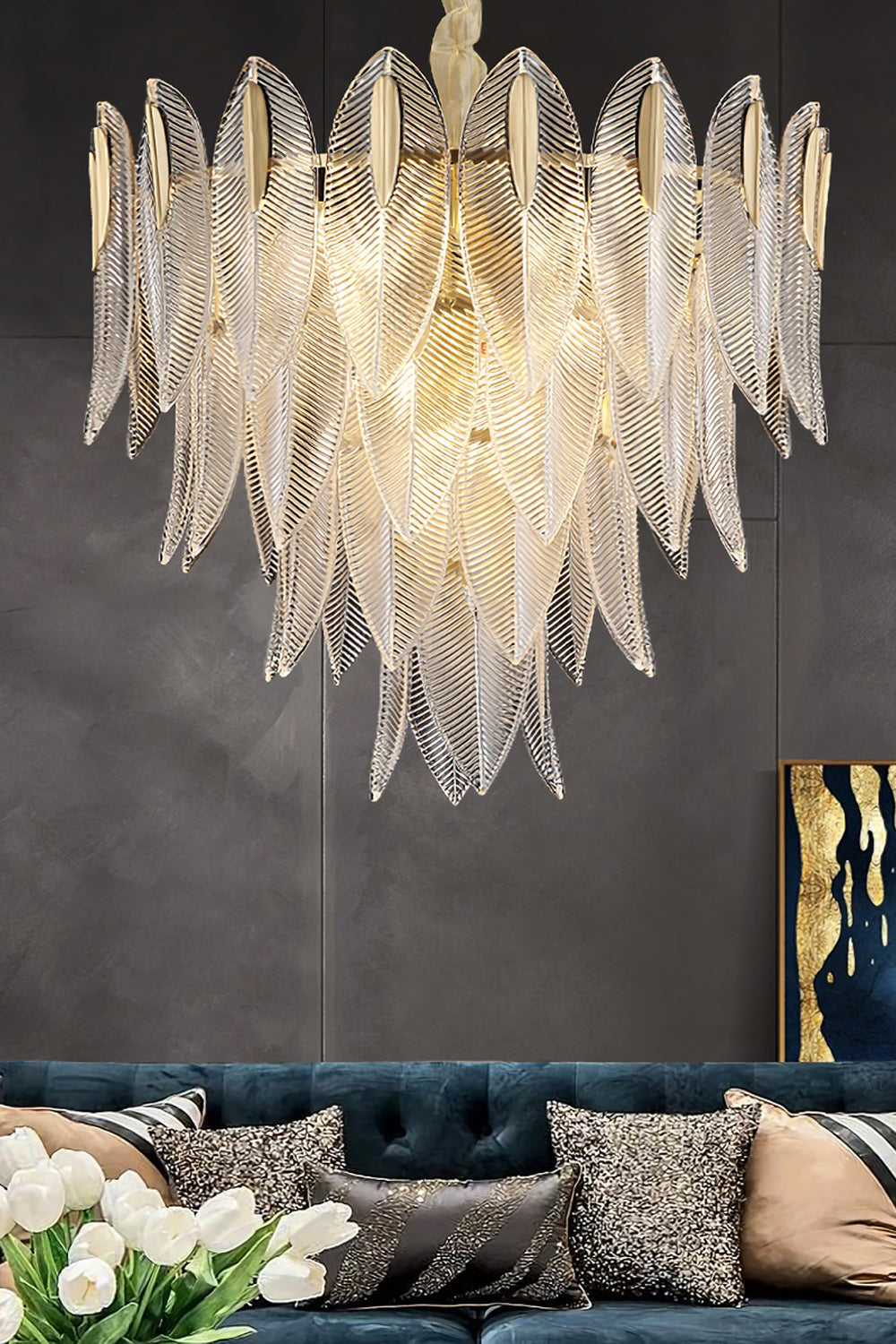 Glass Feathers Chandelier - morylighting