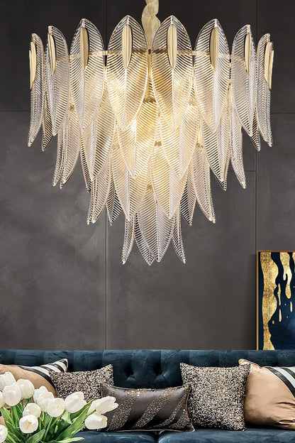 Glass Feathers Chandelier - morylighting