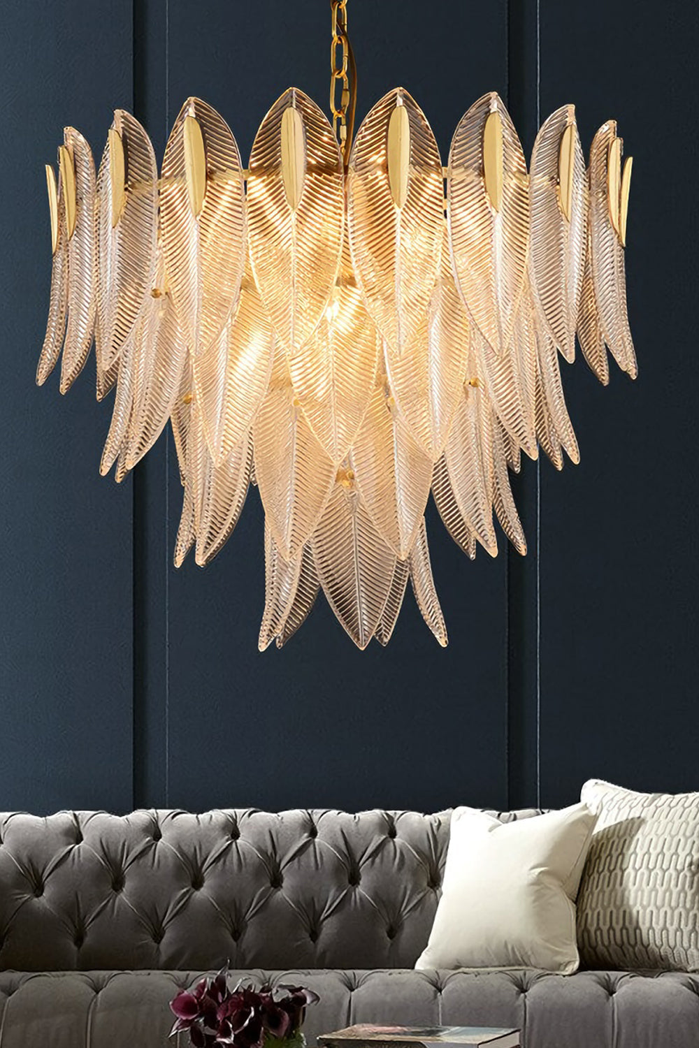 Glass Feathers Chandelier - morylighting