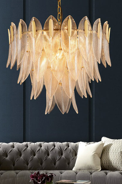 Glass Feathers Chandelier - morylighting