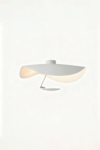 Gold-Tone Sculptural Ceiling Light showcasing a fluid, wave-like design with a matte black and crinkled gold finish.