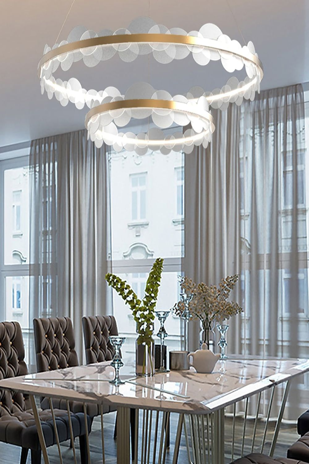Gold and White Poetry Chandelier - morylighting