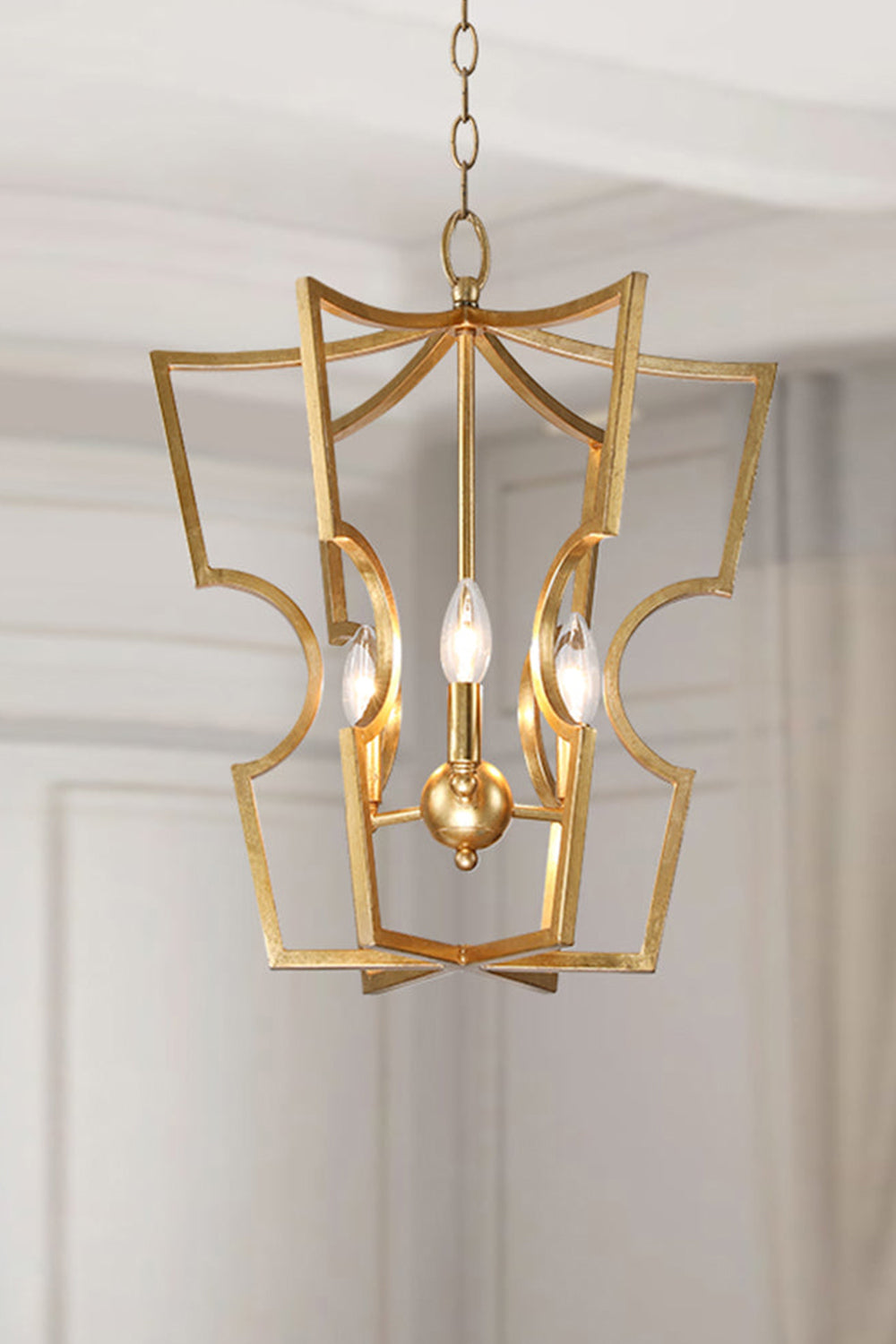 Golden Frame Lantern Chandelier - view 4 | morylighting
