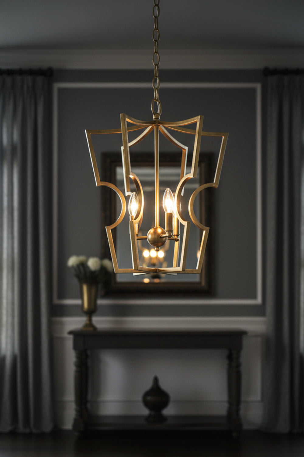 Golden Frame Lantern Chandelier - view 5 | morylighting