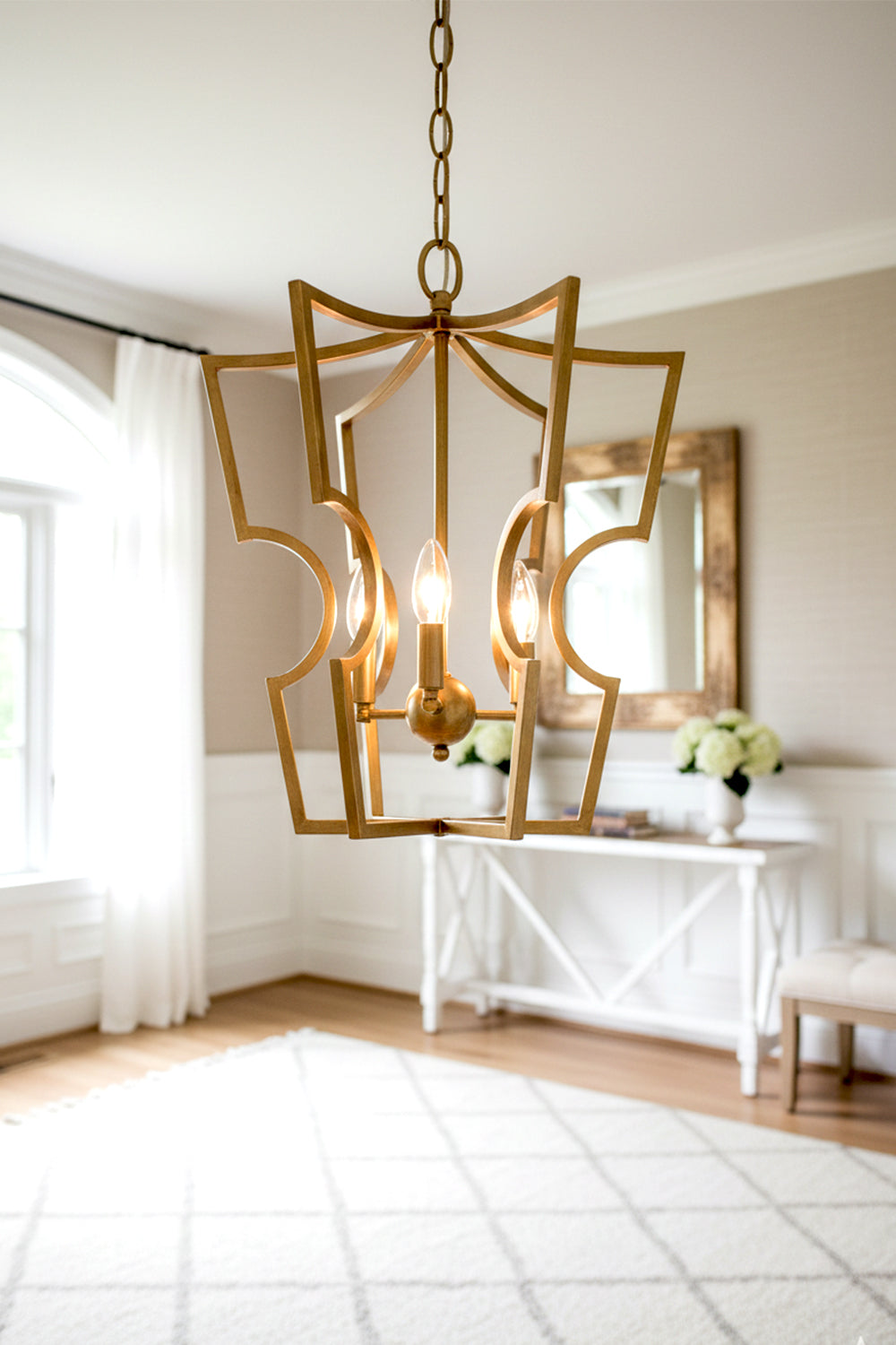 Golden Frame Lantern Chandelier - view 2 | morylighting
