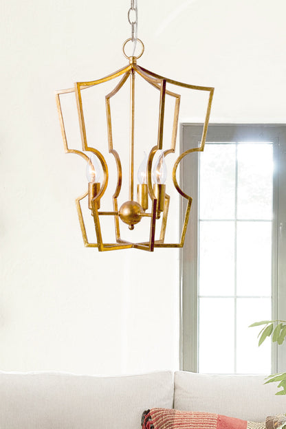 Golden Frame Lantern Chandelier - view 8 | morylighting