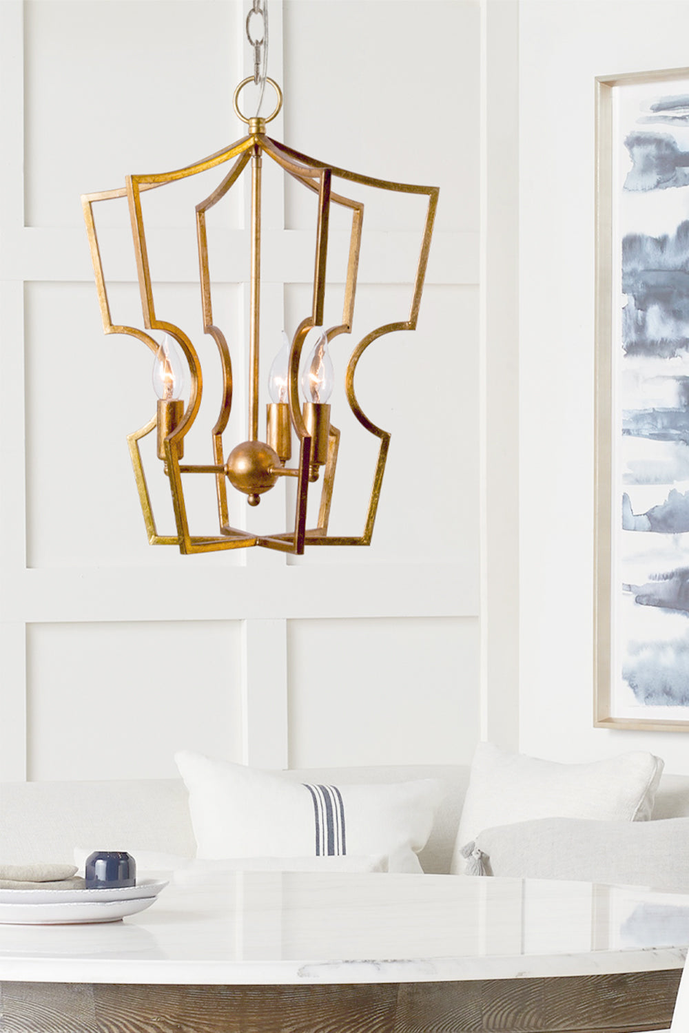 Golden Frame Lantern Chandelier - view 10 | morylighting