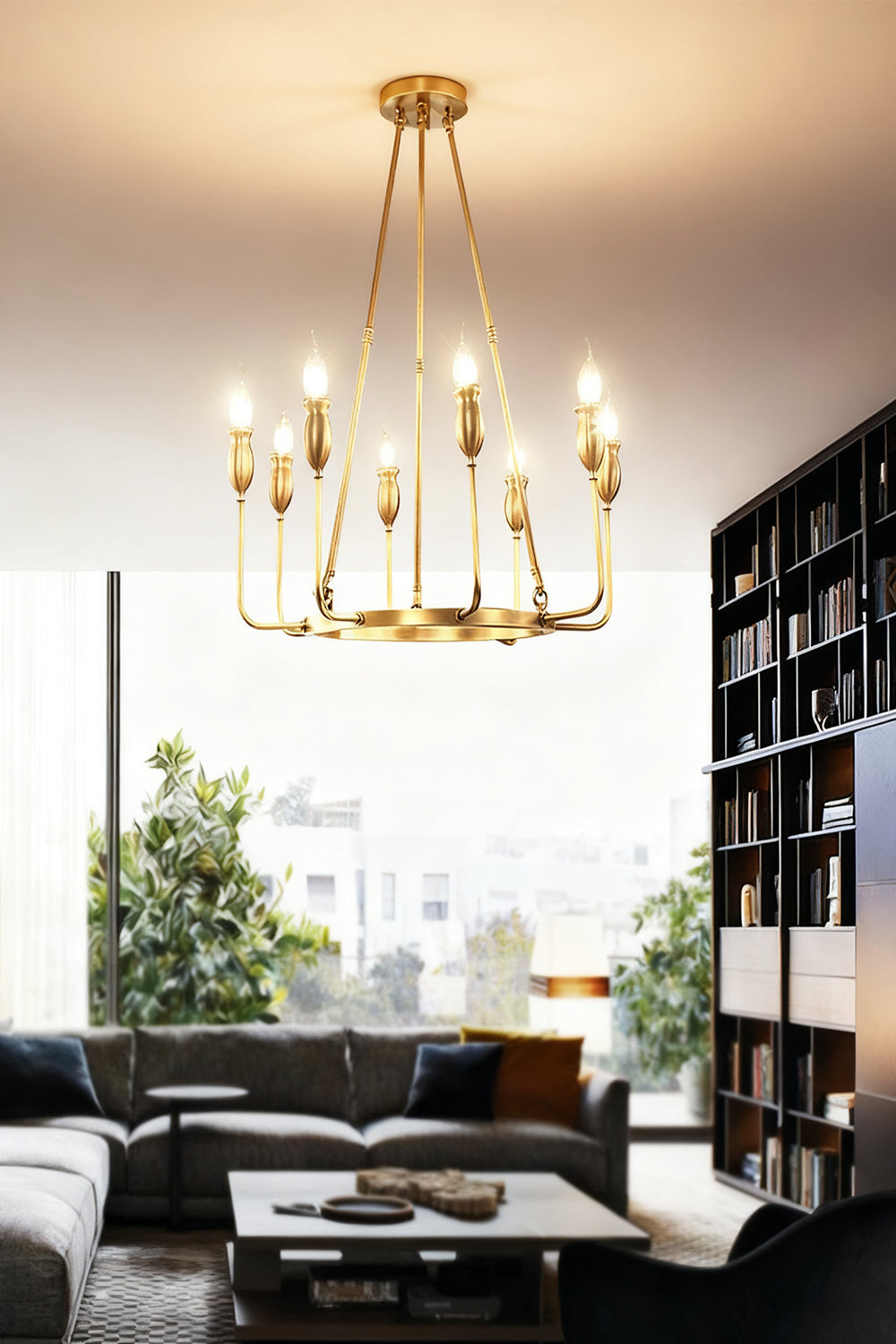 Golden Ring Candle-Arm Chandelier - view 3 | morylighting