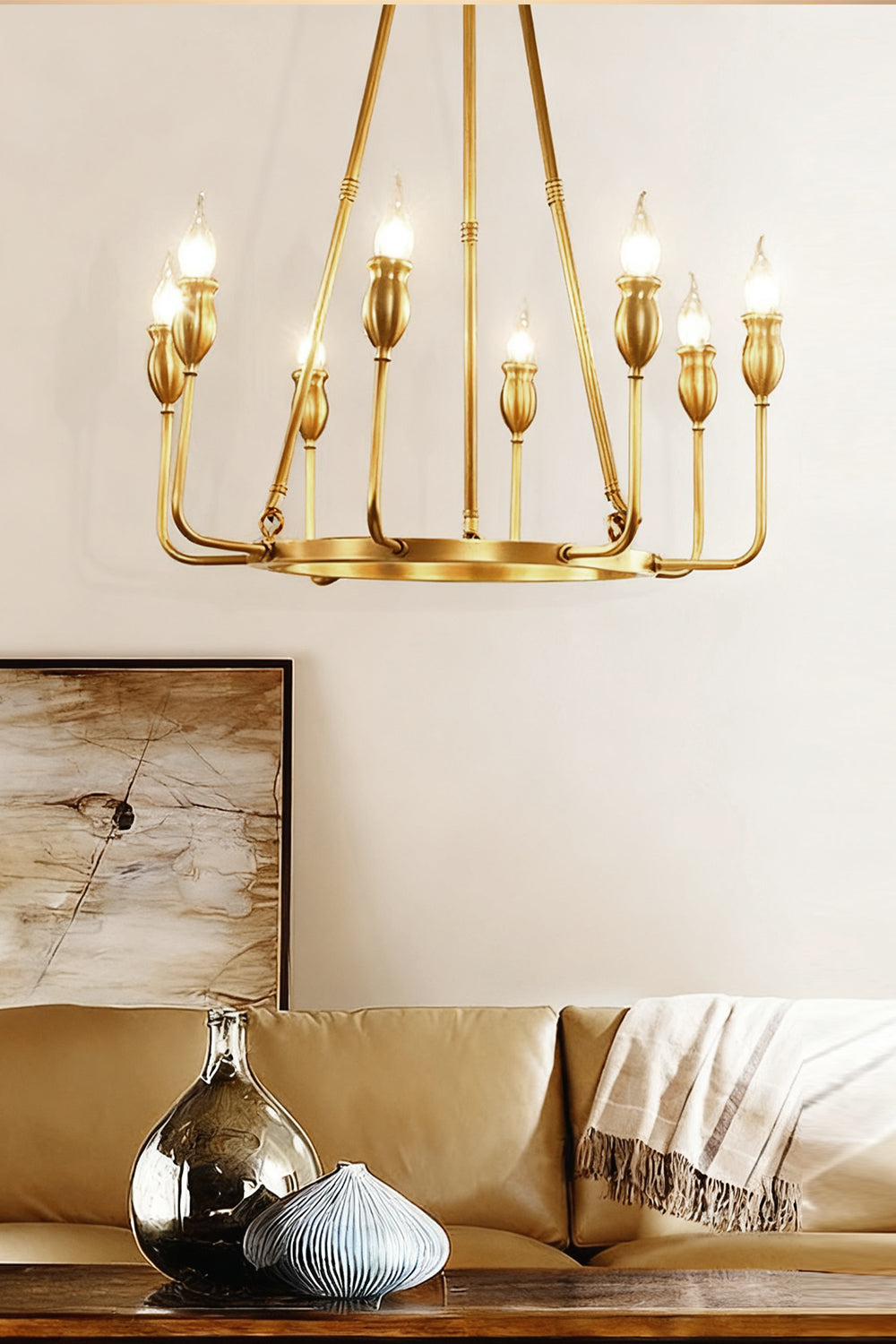 Golden Ring Candle-Arm Chandelier - view 4 | morylighting