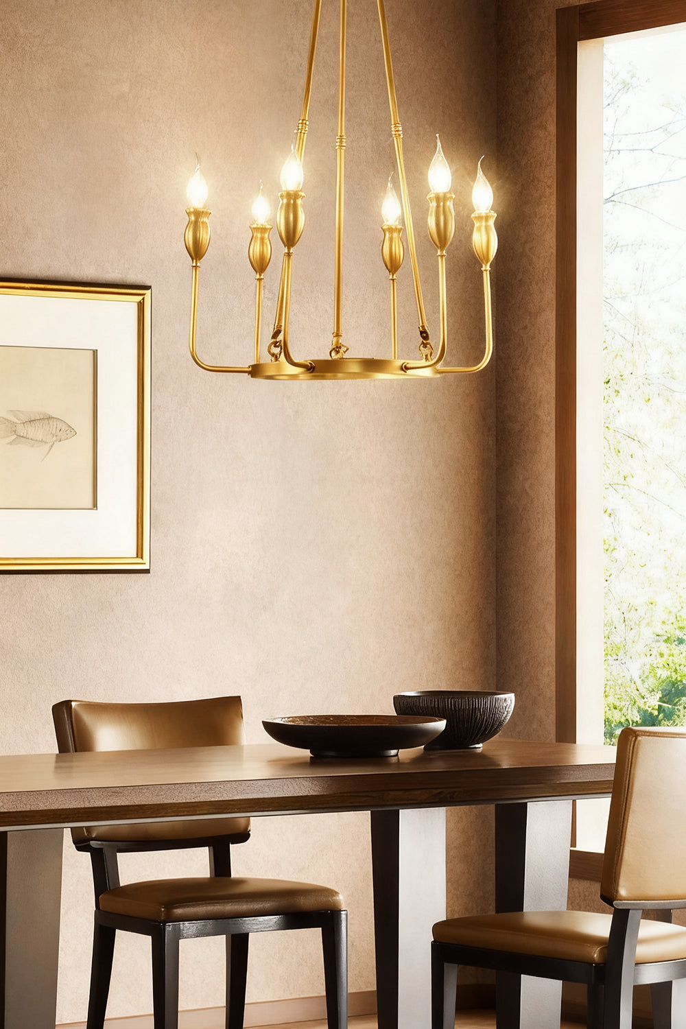 Golden Ring Candle-Arm Chandelier - view 5 | morylighting