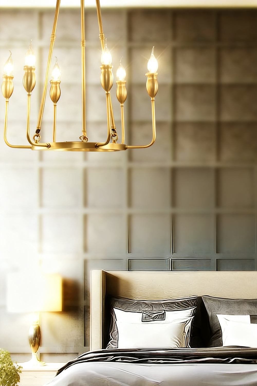 Golden Ring Candle-Arm Chandelier - view 9 | morylighting