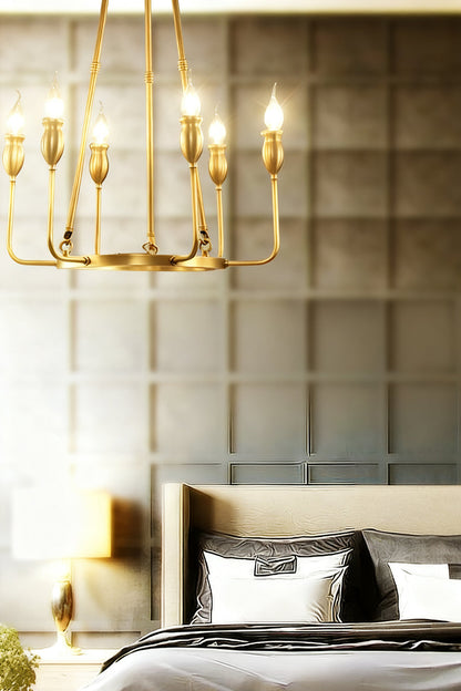 Golden Ring Candle-Arm Chandelier - view 9 | morylighting