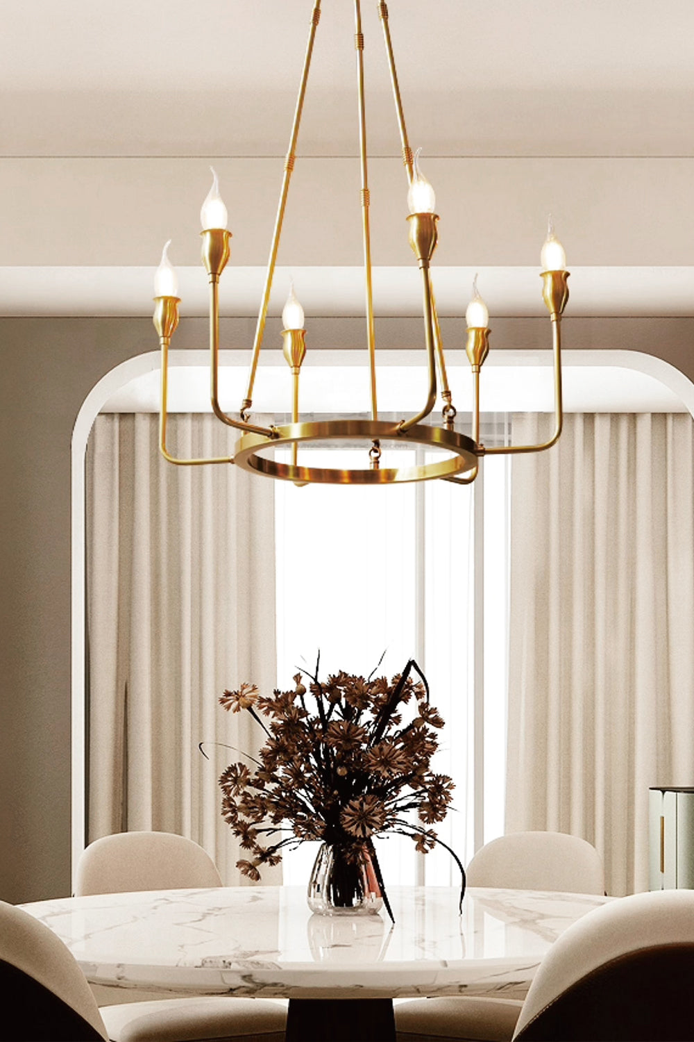 Golden Ring Candle-Arm Chandelier - view 6 | morylighting