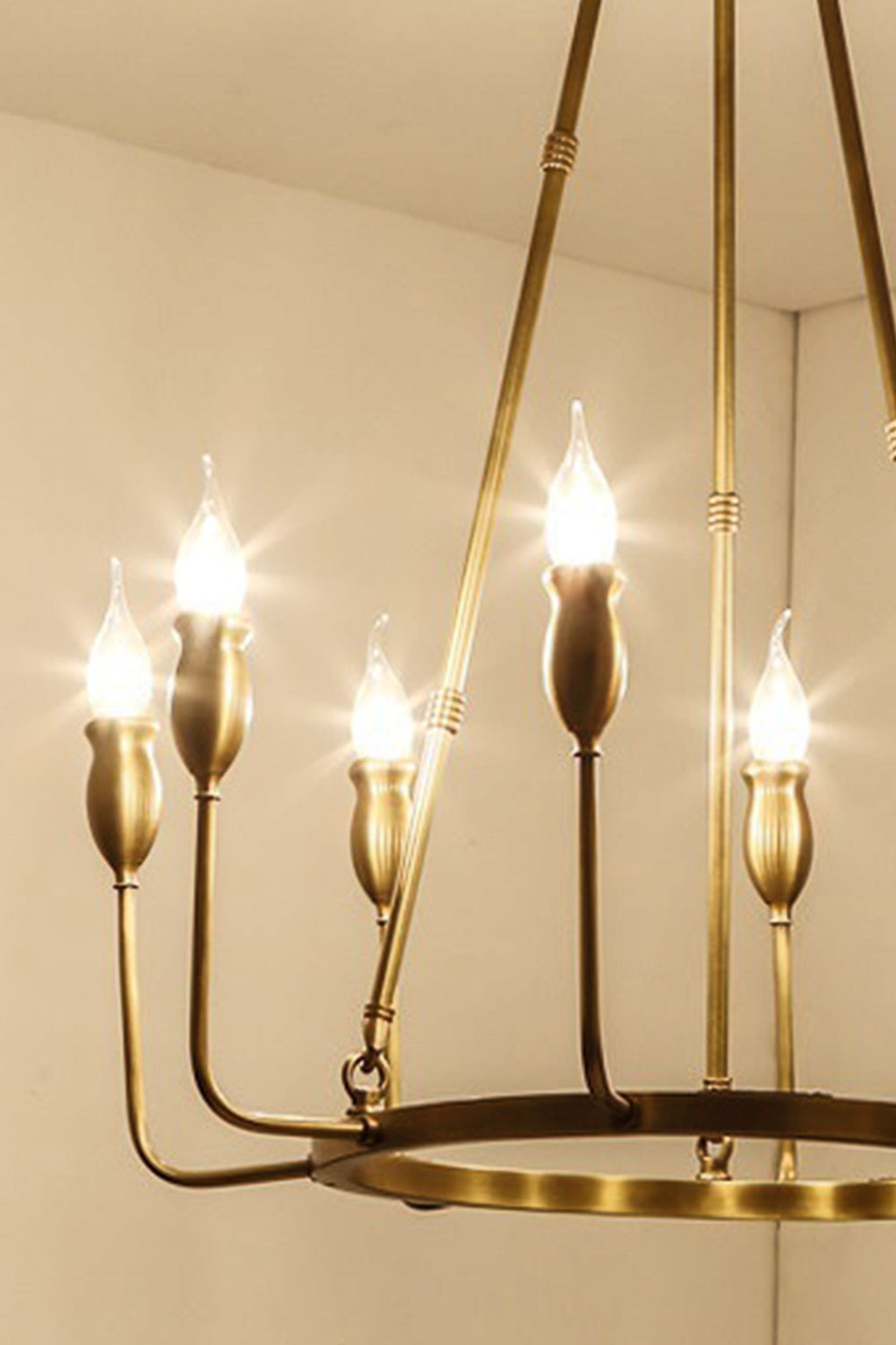 Golden Ring Candle-Arm Chandelier - view 11 | morylighting
