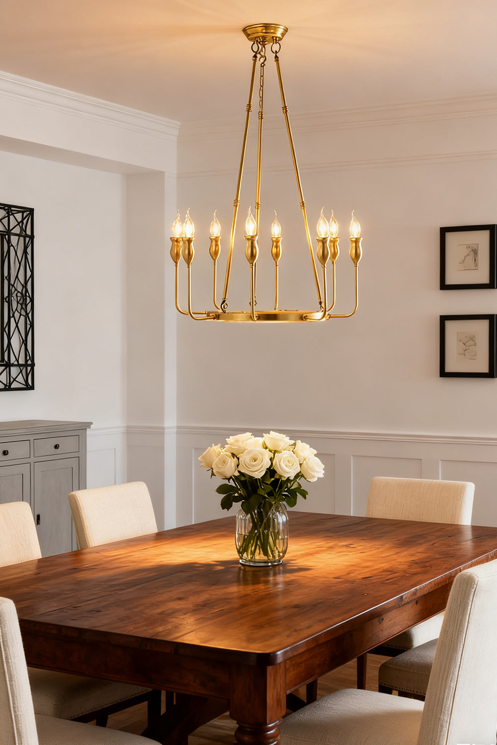 Golden Ring Candle-Arm Chandelier - view 2 | morylighting