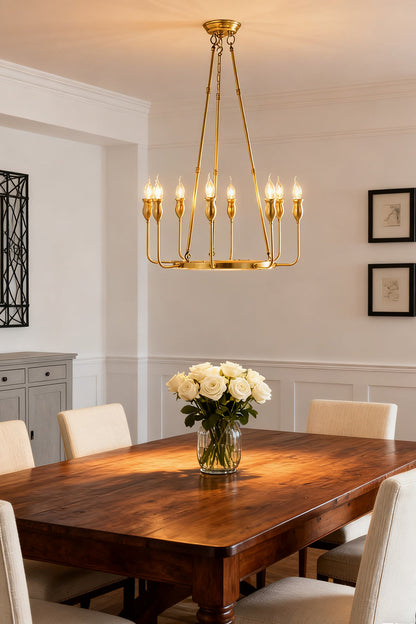 Golden Ring Candle-Arm Chandelier - view 2 | morylighting