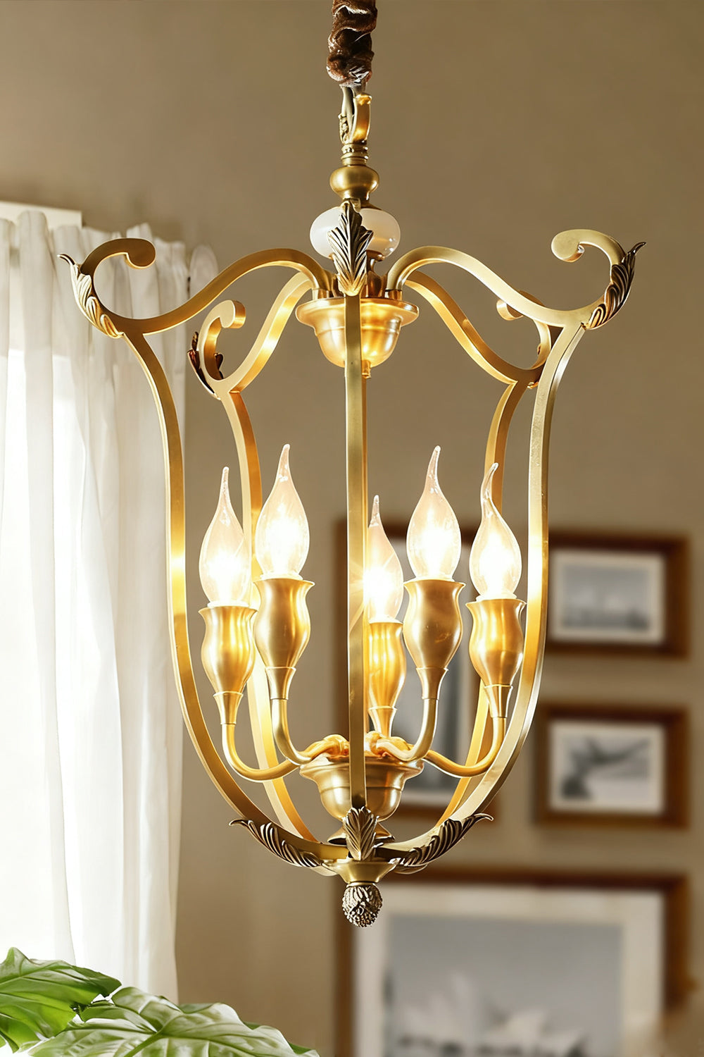 Golden Scroll-Lantern Chandelier - view 6 | morylighting