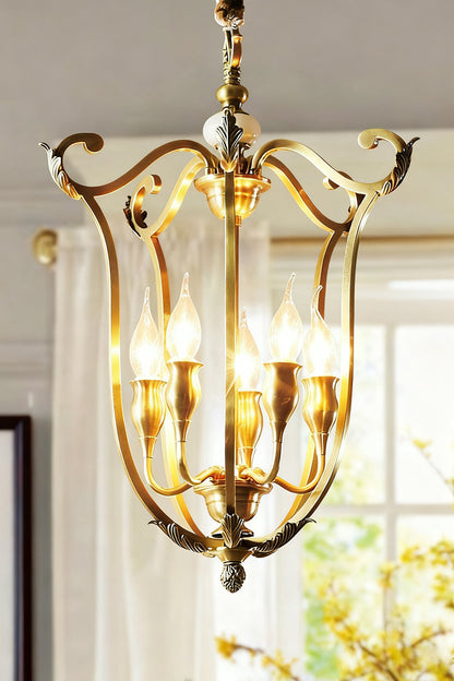 Golden Scroll-Lantern Chandelier - view 9 | morylighting