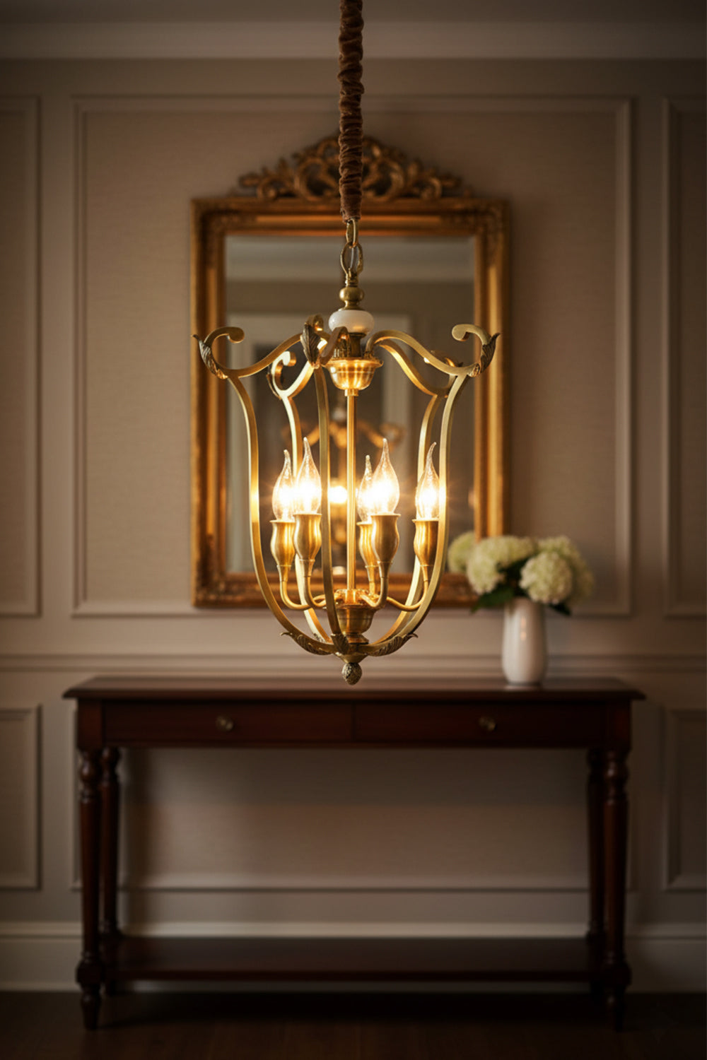 Golden Scroll-Lantern Chandelier - view 2 | morylighting