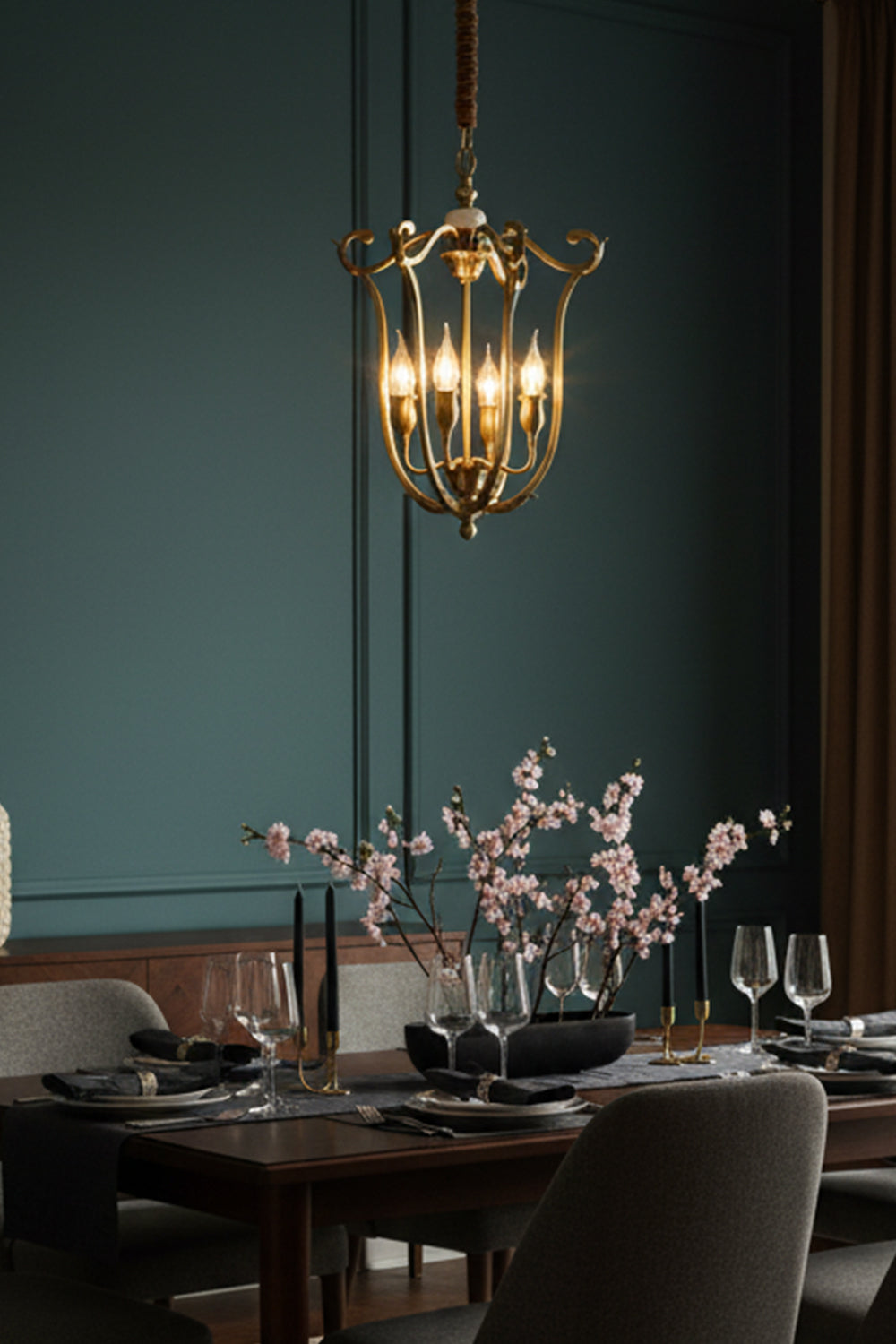 Golden Scroll-Lantern Chandelier - view 5 | morylighting