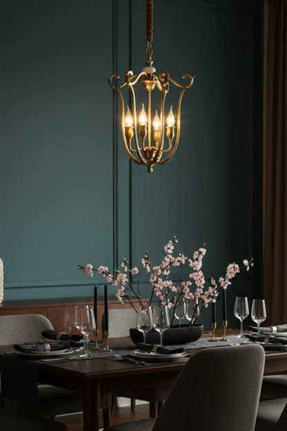 Golden Scroll-Lantern Chandelier - view 5 | morylighting