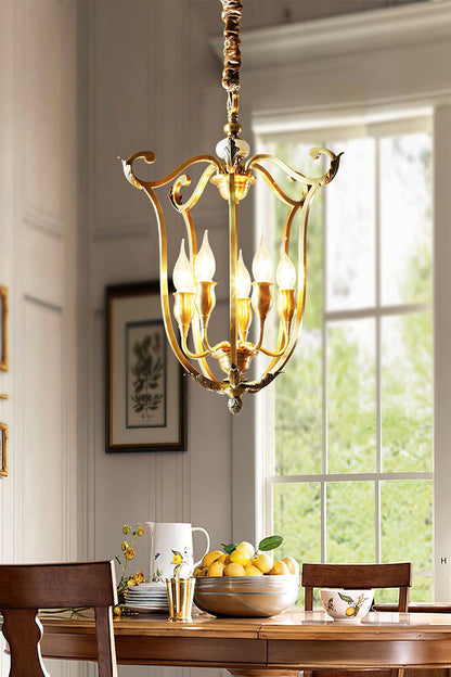 Golden Scroll-Lantern Chandelier - view 4 | morylighting