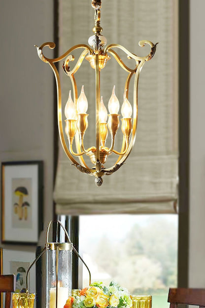 Golden Scroll-Lantern Chandelier - view 3 | morylighting