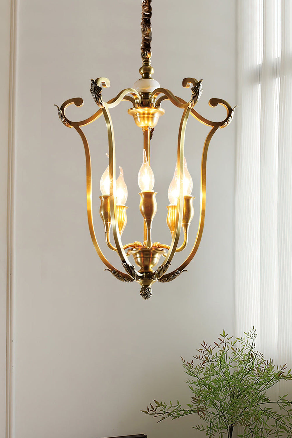Golden Scroll-Lantern Chandelier - view 8 | morylighting