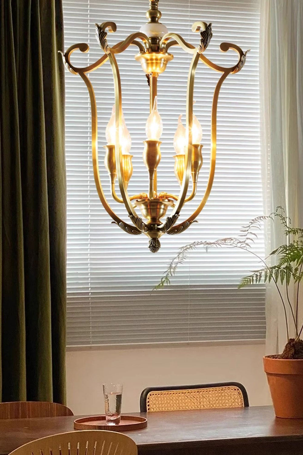 Golden Scroll-Lantern Chandelier - view 7 | morylighting