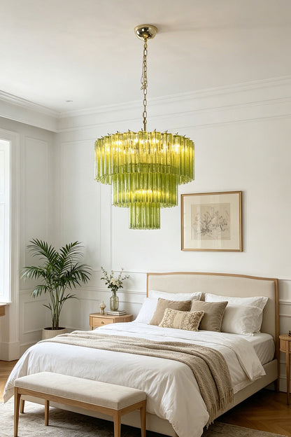 Green Glacier Tier Chandelier for Bedroom | vexa lamps
