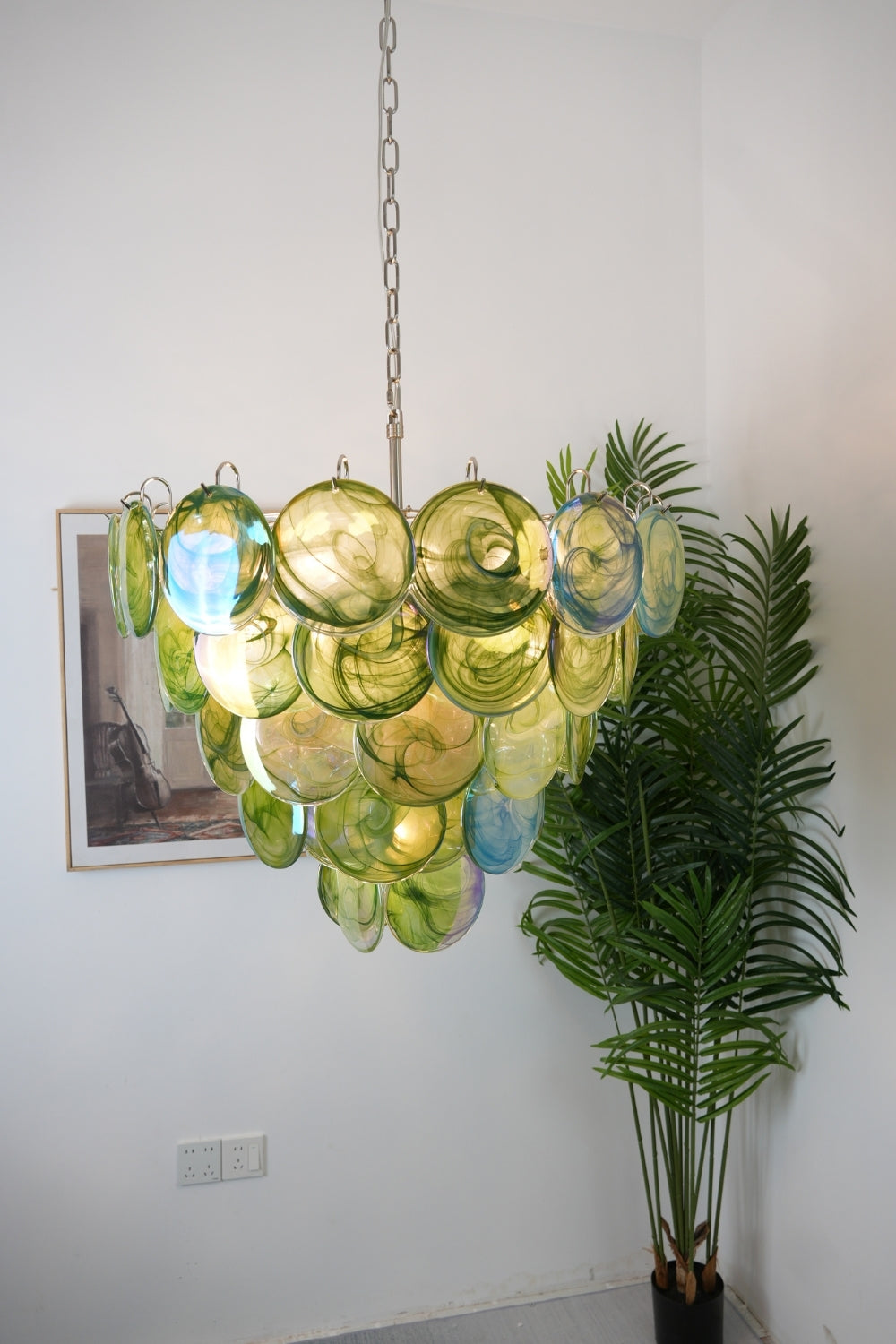 Green Glass High Quality Art Iridescent Chandelier - view 4 | morylighting