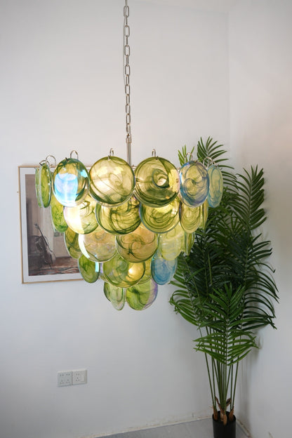 Green Glass High Quality Art Iridescent Chandelier - view 4 | morylighting