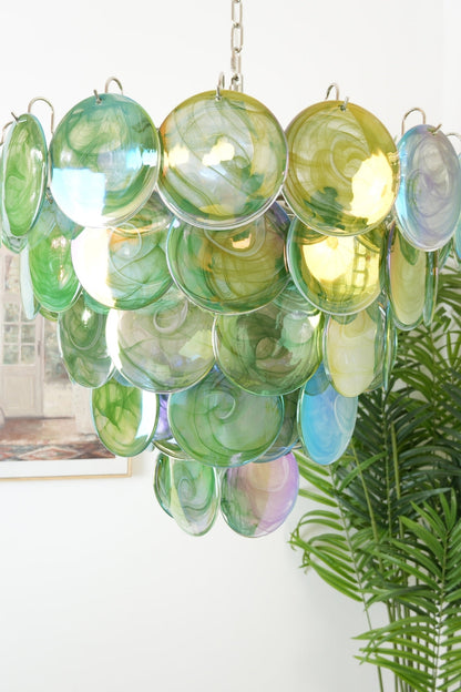 Green Glass High Quality Art Iridescent Chandelier - view 6 | morylighting