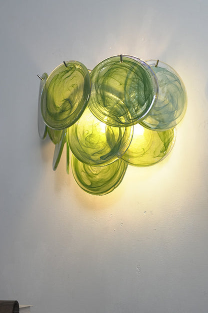 Green Art Glass Discs Wall Lamp - view 13 | morylighting